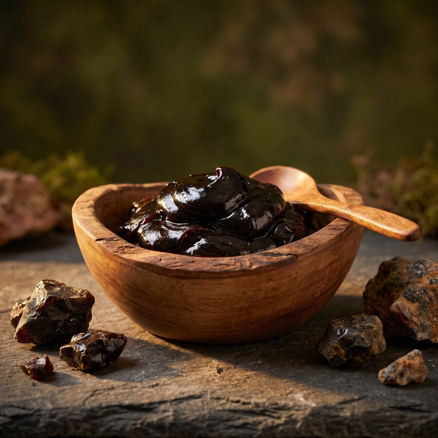 Résine de Shilajit pur de l'Himalaya, riche en acides fulviques